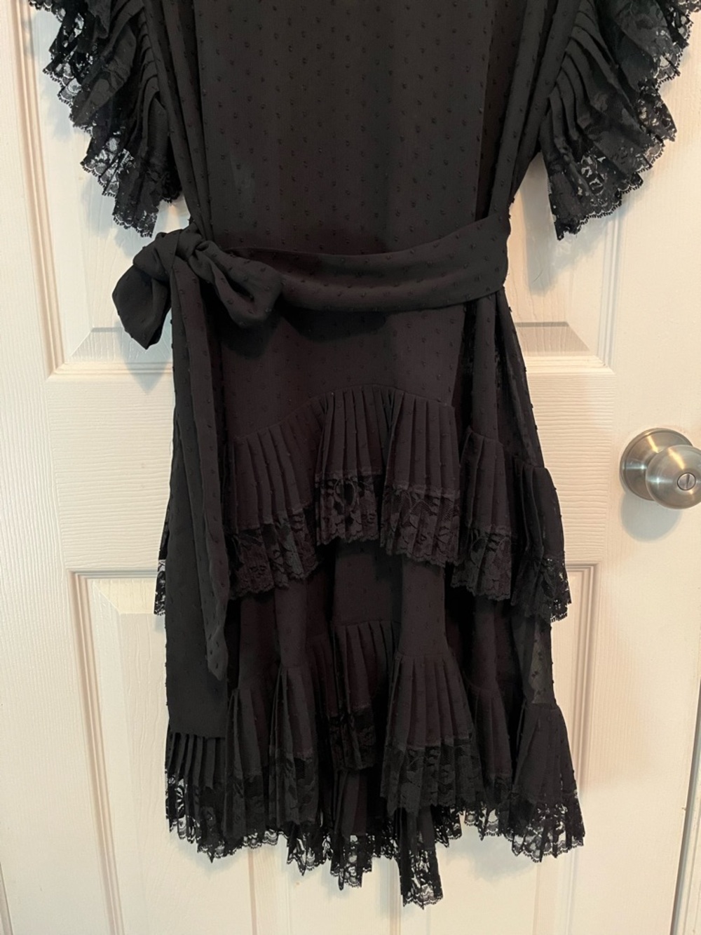 Zimmermann Espionage Frill Mini Dress Black Swiss Dot Lace Size 1 Rare - Picture 9 of 16